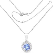 Bids.com 3.77 Carat Genuine Tanzanite and White Topaz .925 Sterling Silver 3 Piece Jewelry Set (Ring, Earrings, and Pendant w/ Chain) Jewelry Sets
