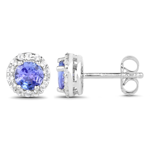 Bids.com 3.77 Carat Genuine Tanzanite and White Topaz .925 Sterling Silver 3 Piece Jewelry Set (Ring, Earrings, and Pendant w/ Chain) Jewelry Sets