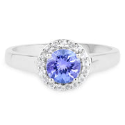 Bids.com 3.77 Carat Genuine Tanzanite and White Topaz .925 Sterling Silver 3 Piece Jewelry Set (Ring, Earrings, and Pendant w/ Chain) Jewelry Sets