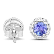 Bids.com 3.77 Carat Genuine Tanzanite and White Topaz .925 Sterling Silver 3 Piece Jewelry Set (Ring, Earrings, and Pendant w/ Chain) Jewelry Sets