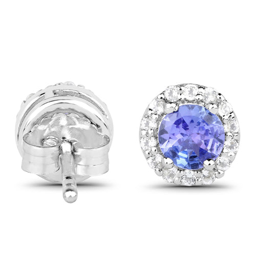 Bids.com 3.77 Carat Genuine Tanzanite and White Topaz .925 Sterling Silver 3 Piece Jewelry Set (Ring, Earrings, and Pendant w/ Chain) Jewelry Sets