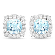 Bids.com 4.62 Carat Genuine Blue Topaz and White Topaz .925 Sterling Silver 3 Piece Jewelry Set (Ring, Earrings, and Pendant w/ Chain) Jewelry Sets