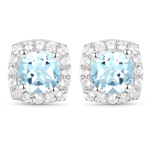 Bids.com 4.62 Carat Genuine Blue Topaz and White Topaz .925 Sterling Silver 3 Piece Jewelry Set (Ring, Earrings, and Pendant w/ Chain) Jewelry Sets