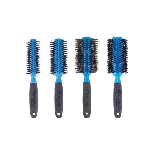 Creative Pro Hair Tools Azzurro Wood  Barrel Round Boar Bristle Hair Brush Hair Brush