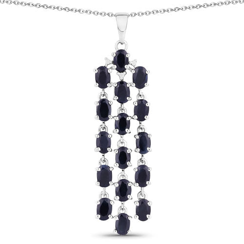 Bids.com 7.68 Carat Genuine Blue Sapphire .925 Sterling Silver Pendant Pendants