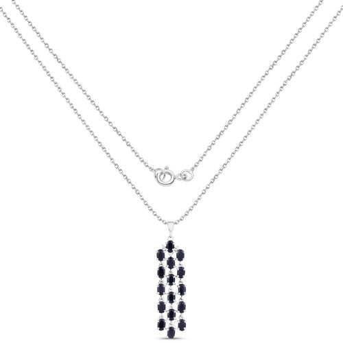Bids.com 7.68 Carat Genuine Blue Sapphire .925 Sterling Silver Pendant Pendants