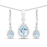 Bids.com 2.00 Carat Genuine Blue Topaz and White Topaz .925 Sterling Silver Jewelry Set Jewelry Sets