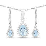 Bids.com 2.00 Carat Genuine Blue Topaz and White Topaz .925 Sterling Silver Jewelry Set Jewelry Sets