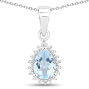 Bids.com 2.00 Carat Genuine Blue Topaz and White Topaz .925 Sterling Silver Jewelry Set Jewelry Sets