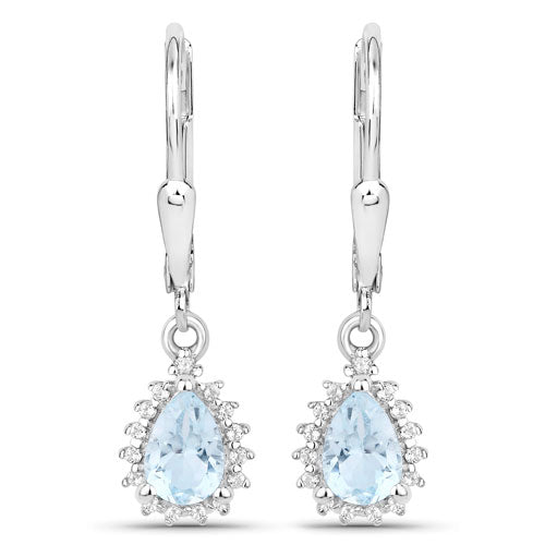 Bids.com 2.00 Carat Genuine Blue Topaz and White Topaz .925 Sterling Silver Jewelry Set Jewelry Sets