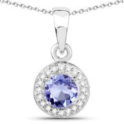 Bids.com 1.05 Carat Genuine Tanzanite and White Topaz .925 Sterling Silver Pendant Pendants