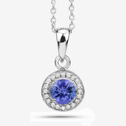 Bids.com 1.05 Carat Genuine Tanzanite and White Topaz .925 Sterling Silver Pendant Pendants