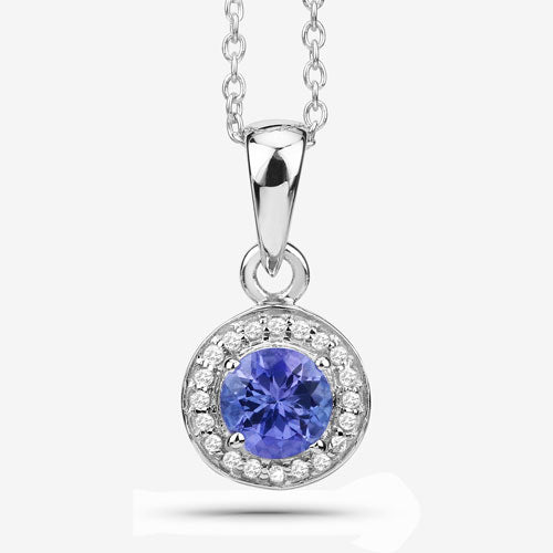 Bids.com 1.05 Carat Genuine Tanzanite and White Topaz .925 Sterling Silver Pendant Pendants