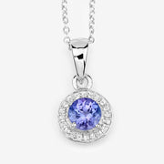 Bids.com 1.05 Carat Genuine Tanzanite and White Topaz .925 Sterling Silver Pendant Pendants