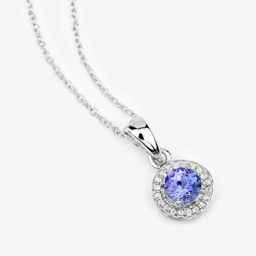 Bids.com 1.05 Carat Genuine Tanzanite and White Topaz .925 Sterling Silver Pendant Pendants