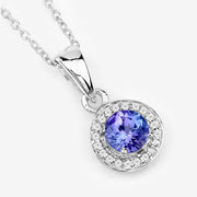 Bids.com 1.05 Carat Genuine Tanzanite and White Topaz .925 Sterling Silver Pendant Pendants