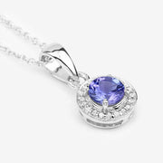 Bids.com 1.05 Carat Genuine Tanzanite and White Topaz .925 Sterling Silver Pendant Pendants