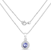 Bids.com 1.05 Carat Genuine Tanzanite and White Topaz .925 Sterling Silver Pendant Pendants