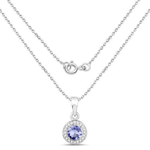 Bids.com 1.05 Carat Genuine Tanzanite and White Topaz .925 Sterling Silver Pendant Pendants