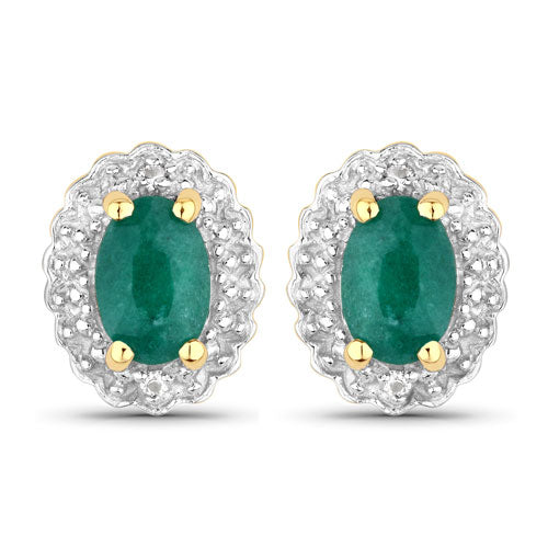 Bids.com 1.71 Carat Dyed Emerald and White Topaz .925 Sterling Silver Jewelry Set Jewelry Sets