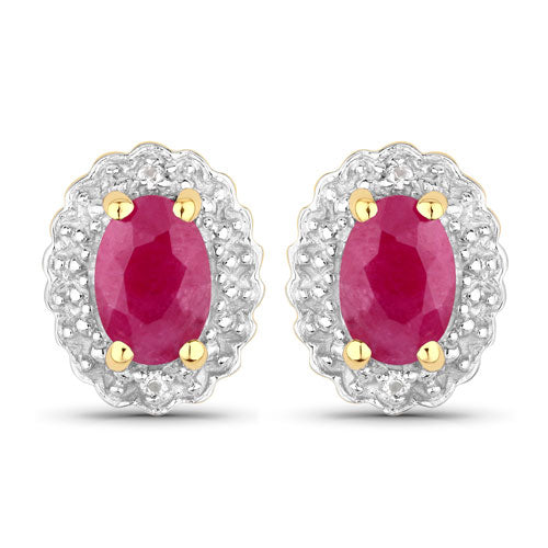 Bids.com 1.94 Carat Genuine Johnson Ruby and White Topaz .925 Sterling Silver Jewelry Set Jewelry Sets