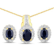 Bids.com 1.96 Carat Genuine Black Blue Sapphire and White Topaz .925 Sterling Silver Jewelry Set Jewelry Sets