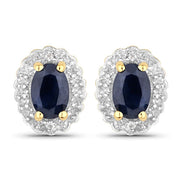 Bids.com 1.96 Carat Genuine Black Blue Sapphire and White Topaz .925 Sterling Silver Jewelry Set Jewelry Sets