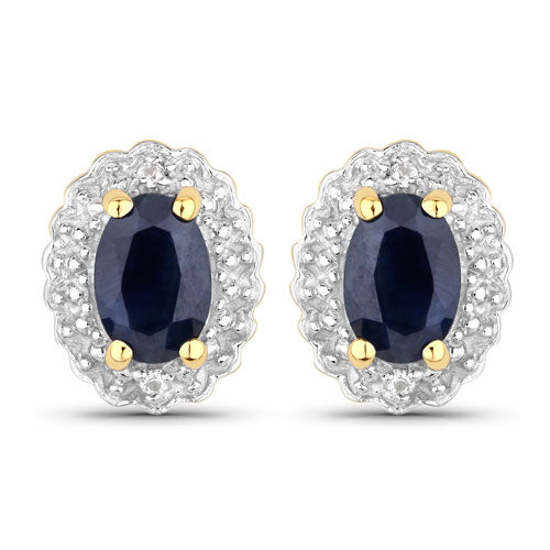 Bids.com 1.96 Carat Genuine Black Blue Sapphire and White Topaz .925 Sterling Silver Jewelry Set Jewelry Sets