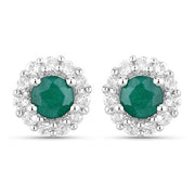 Bids.com 1.81 Carat Dyed Emerald and White Topaz .925 Sterling Silver Jewelry Set Jewelry Sets