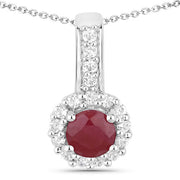 Bids.com 2.17 Carat Genuine Ruby and White Topaz .925 Sterling Silver Jewelry Set Jewelry Sets