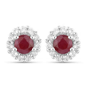 Bids.com 2.17 Carat Genuine Ruby and White Topaz .925 Sterling Silver Jewelry Set Jewelry Sets