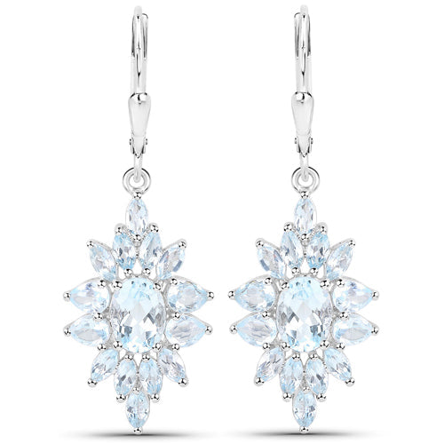 Bids.com 19.18 Carat Genuine Blue Topaz .925 Sterling Silver 3 Piece Jewelry Set (Ring, Earrings, and Pendant w/ Chain) Jewelry Sets