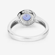 Bids.com 1.05 Carat Genuine Tanzanite and White Topaz .925 Sterling Silver Ring Rings
