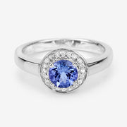Bids.com 1.05 Carat Genuine Tanzanite and White Topaz .925 Sterling Silver Ring Rings