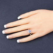 Bids.com 1.05 Carat Genuine Tanzanite and White Topaz .925 Sterling Silver Ring Rings