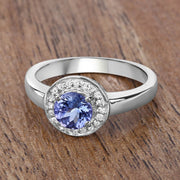 Bids.com 1.05 Carat Genuine Tanzanite and White Topaz .925 Sterling Silver Ring Rings