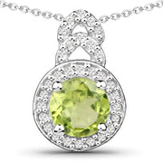 Bids.com 2.68 Carat Genuine Peridot and White Topaz .925 Sterling Silver Jewelry Set Jewelry Sets