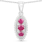 Bids.com 4.32 Carat Genuine Ruby and White Topaz .925 Sterling Silver 3 Piece Jewelry Set (Ring, Earrings, and Pendant w/ Chain) Jewelry Sets
