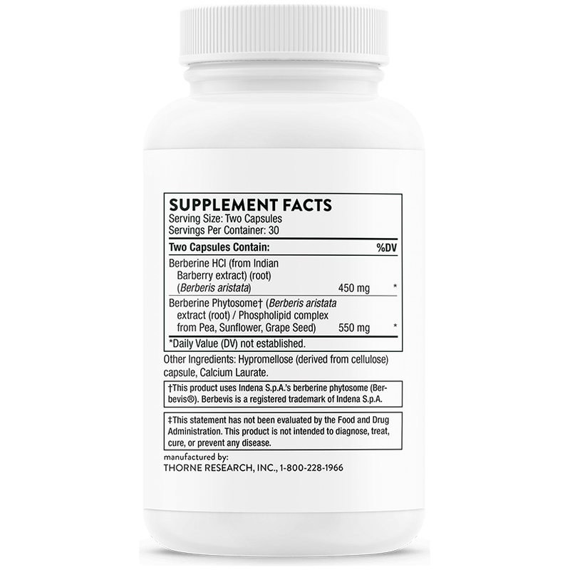 Thorne Thorne Berberine Dietary Supplement 1000 mg 60 Capsules Dietary Supplement White Smoke