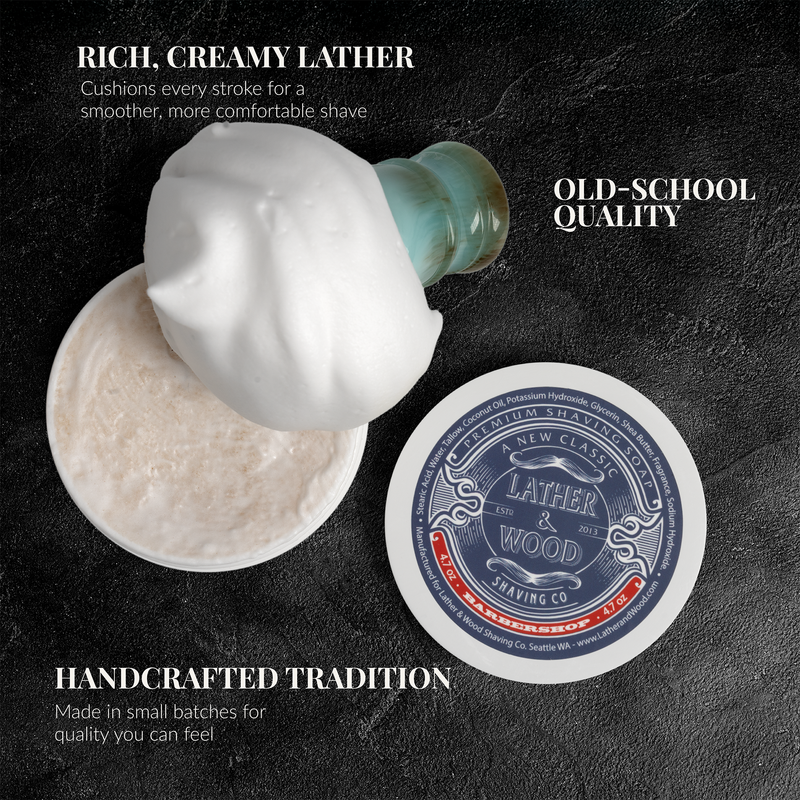 Lather & Wood Shaving Co Luxury Shaving Soap - Barbershop Men Grooming, Health