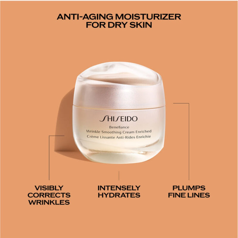 Nava Beauty Shiseido Benefiance Wrinkle Smoothing Cream Enriched Facial Care Dark Salmon 20 mL,50 mL,75 mL