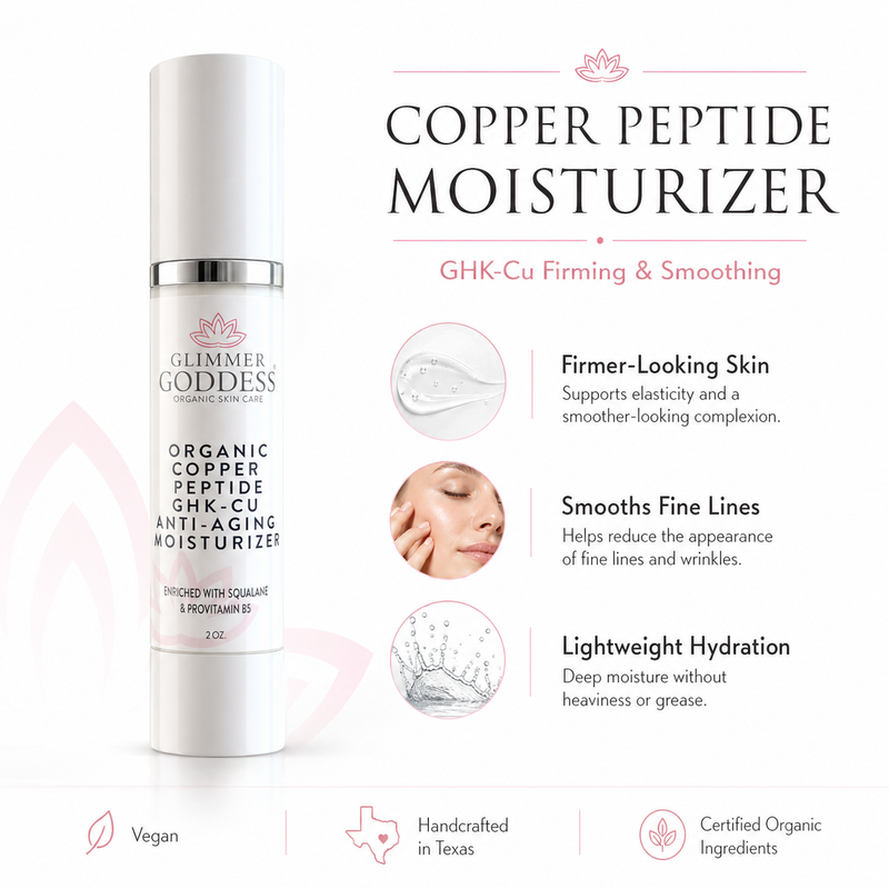 Glimmer Goddess® Organic Skin Care Organic Copper Peptide Moisturizer – Firming & Smoothing Anti-Aging Skin Care White Smoke