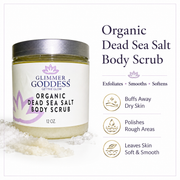 Glimmer Goddess® Organic Skin Care Organic Dead Sea Salt Body Scrub – Exfoliates, Detoxifies & Firms Skin Bath & Body White Smoke 12 oz / Espresso Coffee