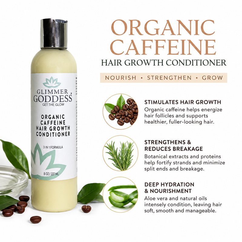 Glimmer Goddess® Organic Skin Care Organic Caffeine Hair Growth Mask – Deep Conditioning Treatment Hair Masks White Smoke 8 oz.