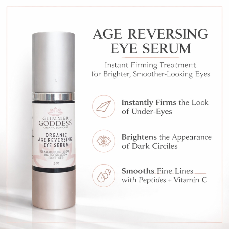 Glimmer Goddess® Organic Skin Care Organic Age Reversing Eye Serum – Instant Firming Treatment Eye Creams White Smoke Default Title