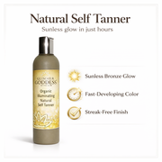 Glimmer Goddess® Organic Skin Care Organic Self Tanner – Fast Bronze Glow Self Tanner White Smoke 4 oz / Regular / Lightly Scented – soft essential oil scent