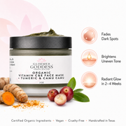 Glimmer Goddess® Organic Skin Care Organic Vitamin C & E Brightening Face Mask Skin Care Masks & Peels White Smoke 2 oz.