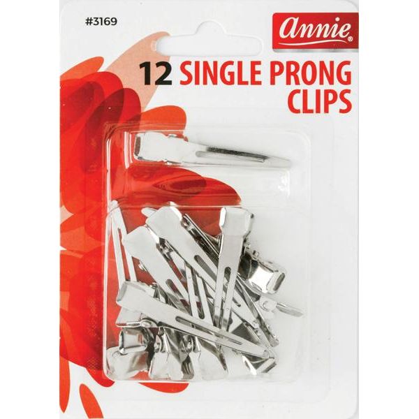 Mill's Beauty Supply Annie Single Prong Clips, 12 pcs Hair Clips