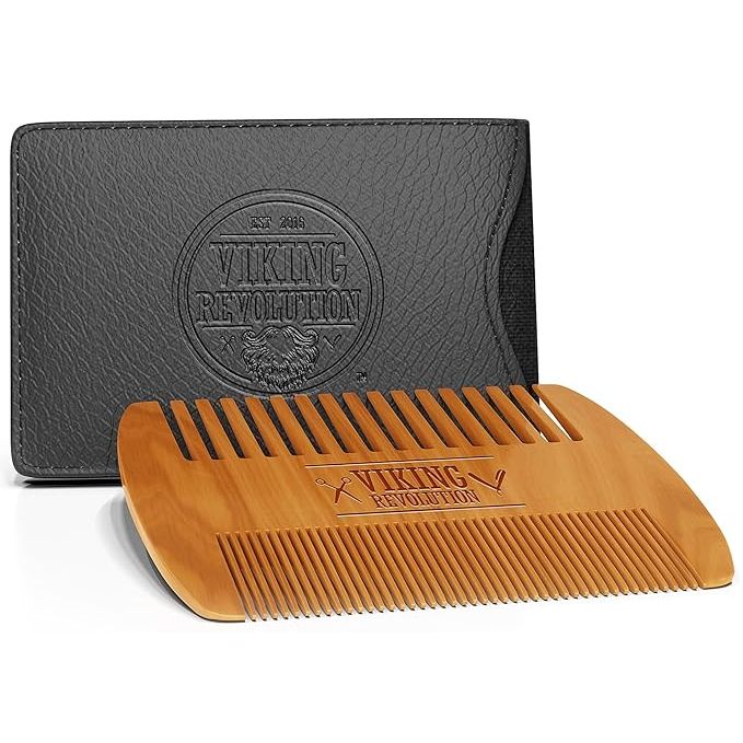 Mill's Beauty Supply Viking Revolution Wooden Beard Comb & Case, (1pc) Hair Comb