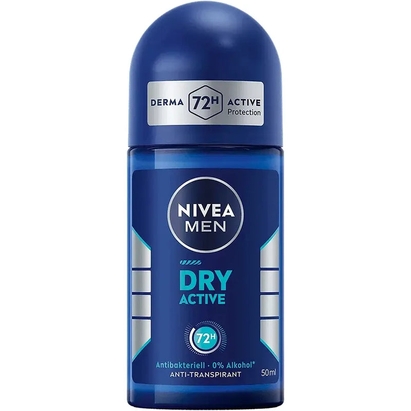 Nivea NIVEA MEN Dry Active 72h Anti-Perspirant Roll-On 50ml – Antibacterial Protection & Long Lasting Dryness Deodorant & Anti-Perspirant